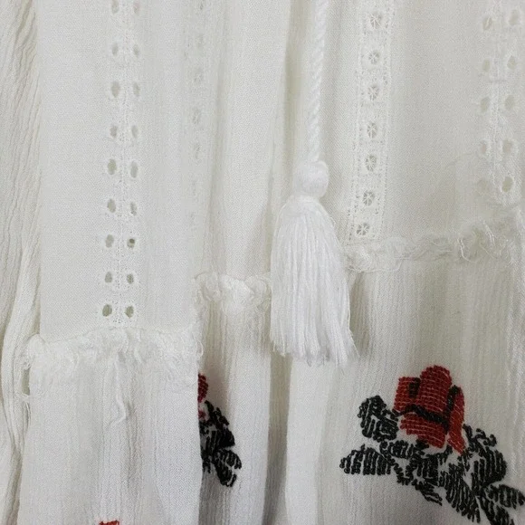 Free People Wild Horses Embroidered Eyelet Ivory Tunic Mini Dress Boho White XS - Picture 8 of 9